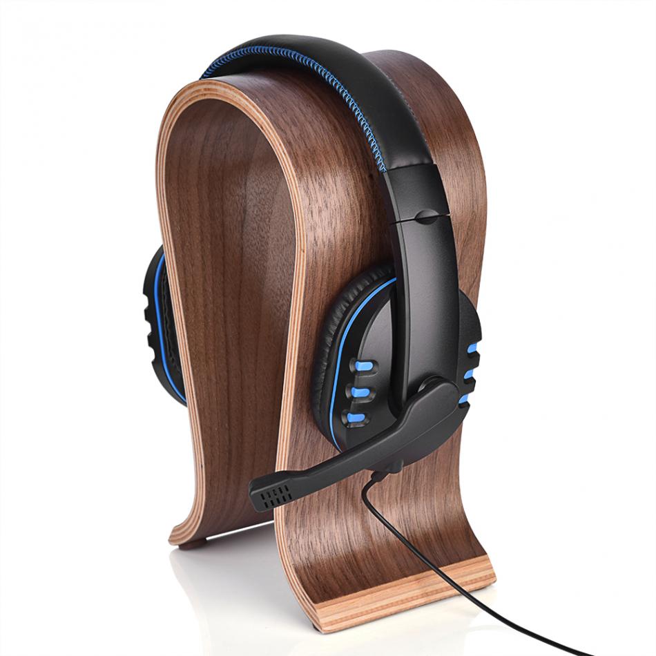 support bois casque noir