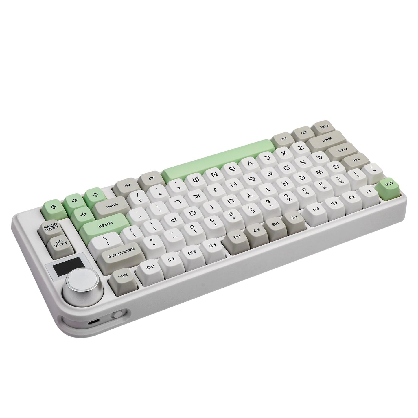 clavier mecanique gris vert avec molette