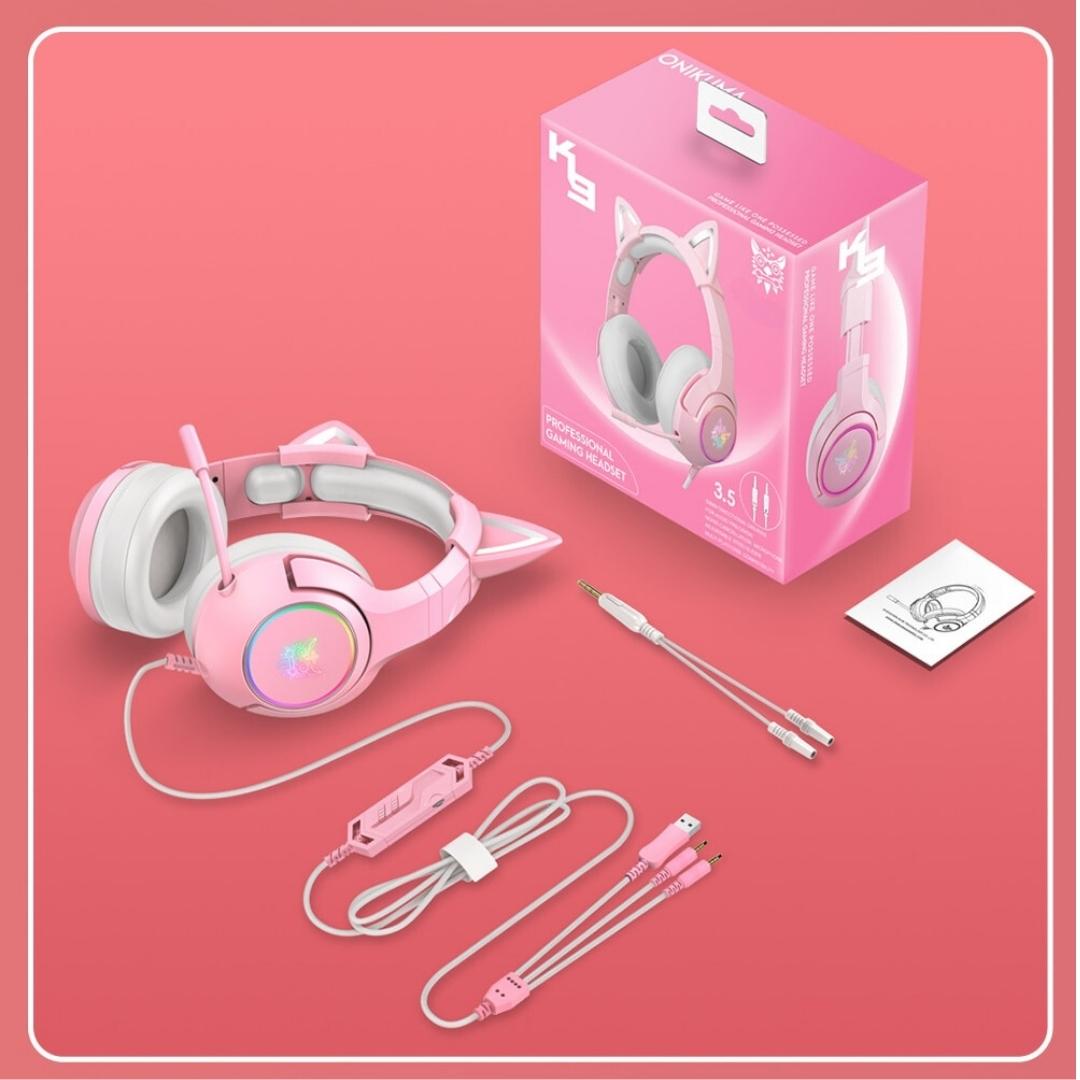casque oreille chat coffret rose