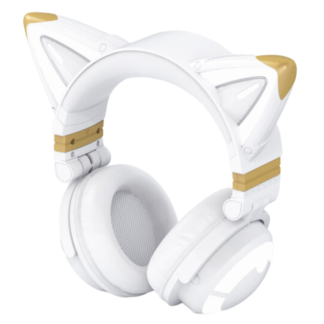 casque oreille de chat blanc