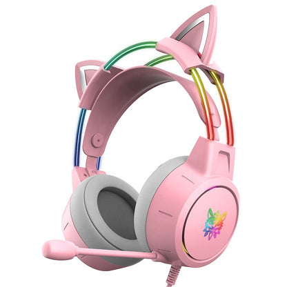 casque gaming oreilles de chat rose