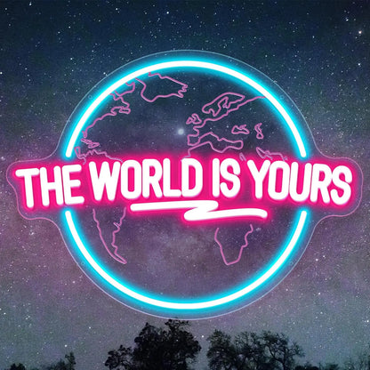 Néon Mural - The World Is Yours