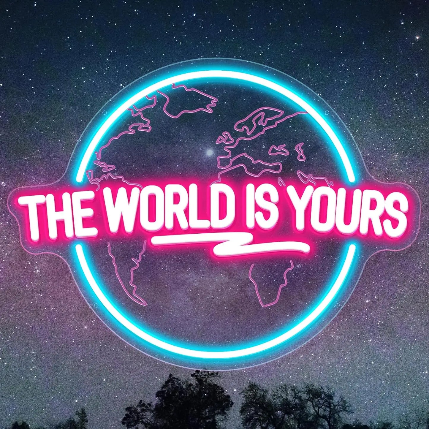 Néon Mural - The World Is Yours