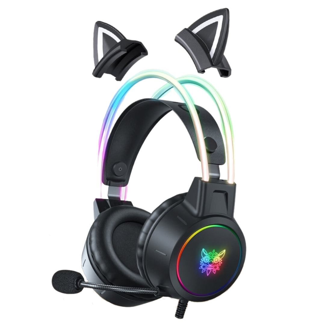 casque gaming oreilles de chat noir